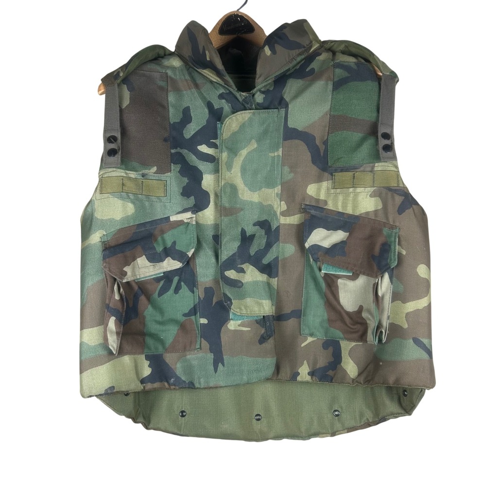 US Military PASGT Fragmentation Protective Vest Woodland Camo Large 1984 DLA100